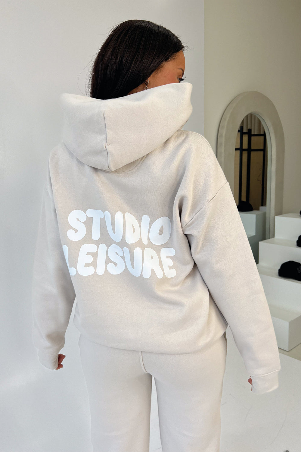 Studio Leisure bubble bone printed premium relaxed hoodie
