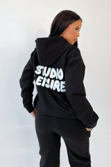 Studio Leisure bubble black printed premium relaxed hoodie