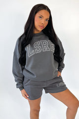 Studio LSRE varsity steel grey embroidered shorts