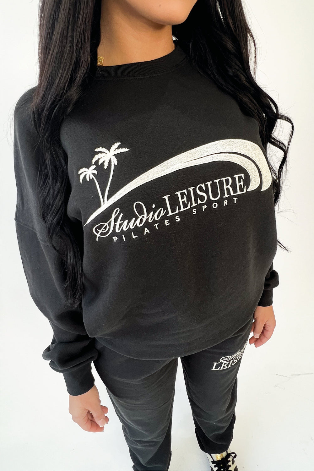 Studio Leisure pilates black embroidered premium sweater