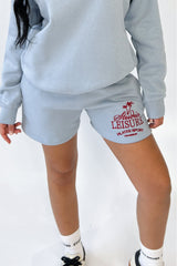 Studio leisure baby blue palm tree embroidered shorts