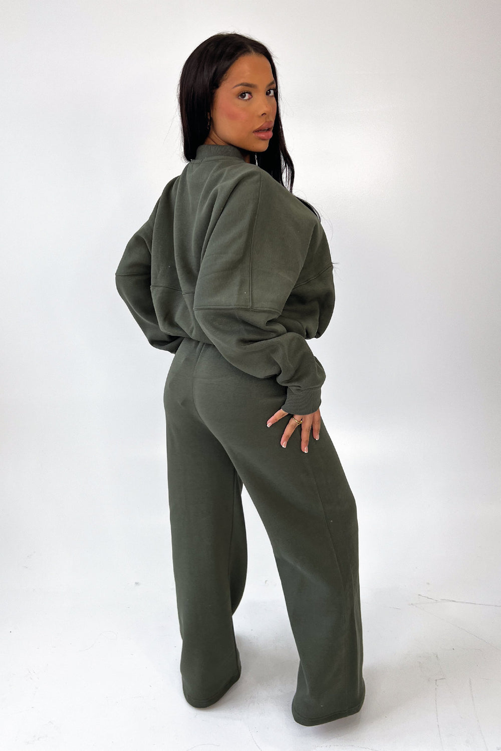Studio Leisure essential khaki embroidered straight leg jogger