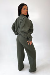 Studio Leisure essential khaki embroidered straight leg jogger