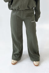 Studio Leisure essential khaki embroidered straight leg jogger