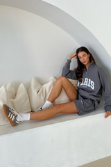 Studio leisure Paris steel grey embroidered premium 3/4 zip sweater