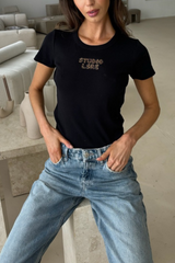 Studio lsre leopard print black baby tee