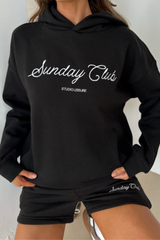 Studio leisure sunday black embroidered hoodie