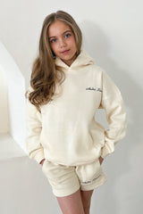 Mini LSRE ecru bubble printed hoodie