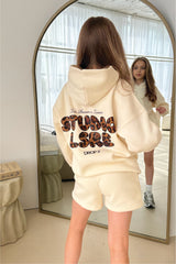 Mini studio leisure leopard ecru bubble printed hoodie