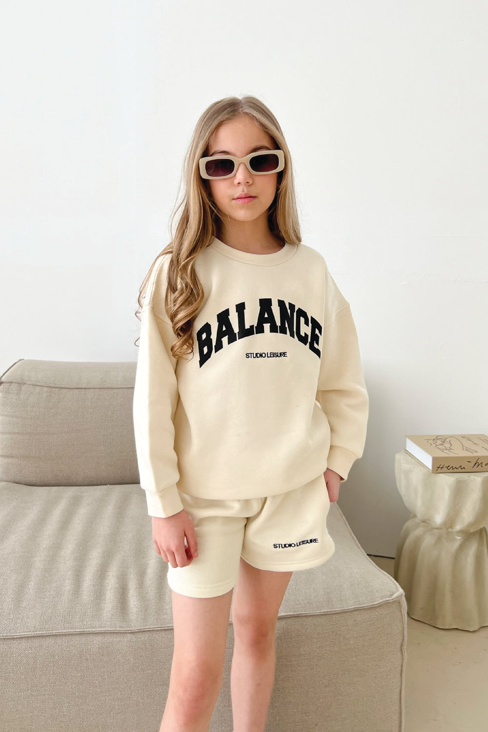Mini studio leisure balance ecru printed sweater