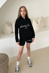 Mini Sunday club black embroidered hoodie