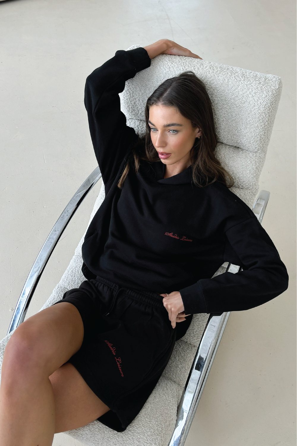 Studio leisure cursive black printed shorts