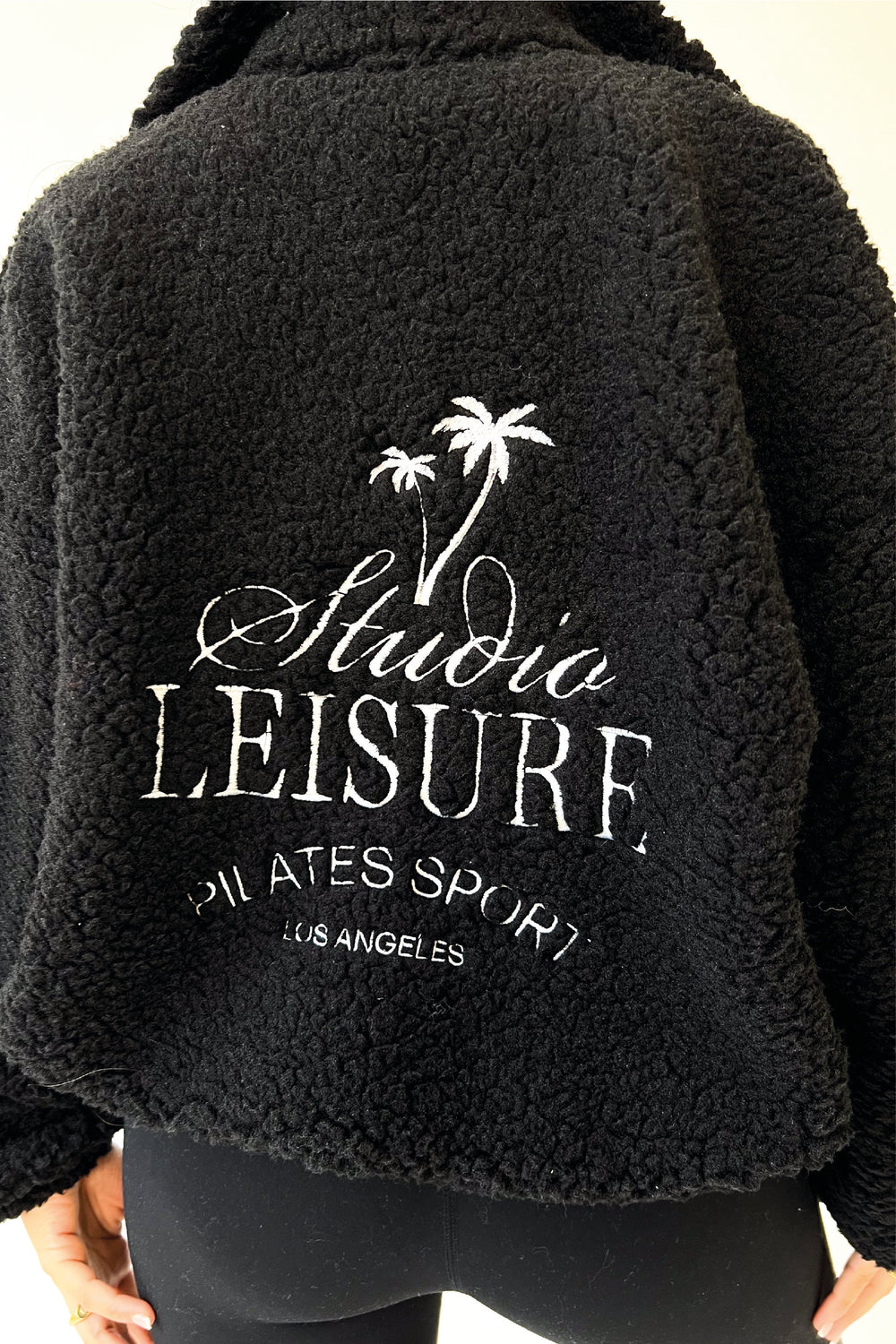 Studio Leisure black embroidered zip fleece jacket