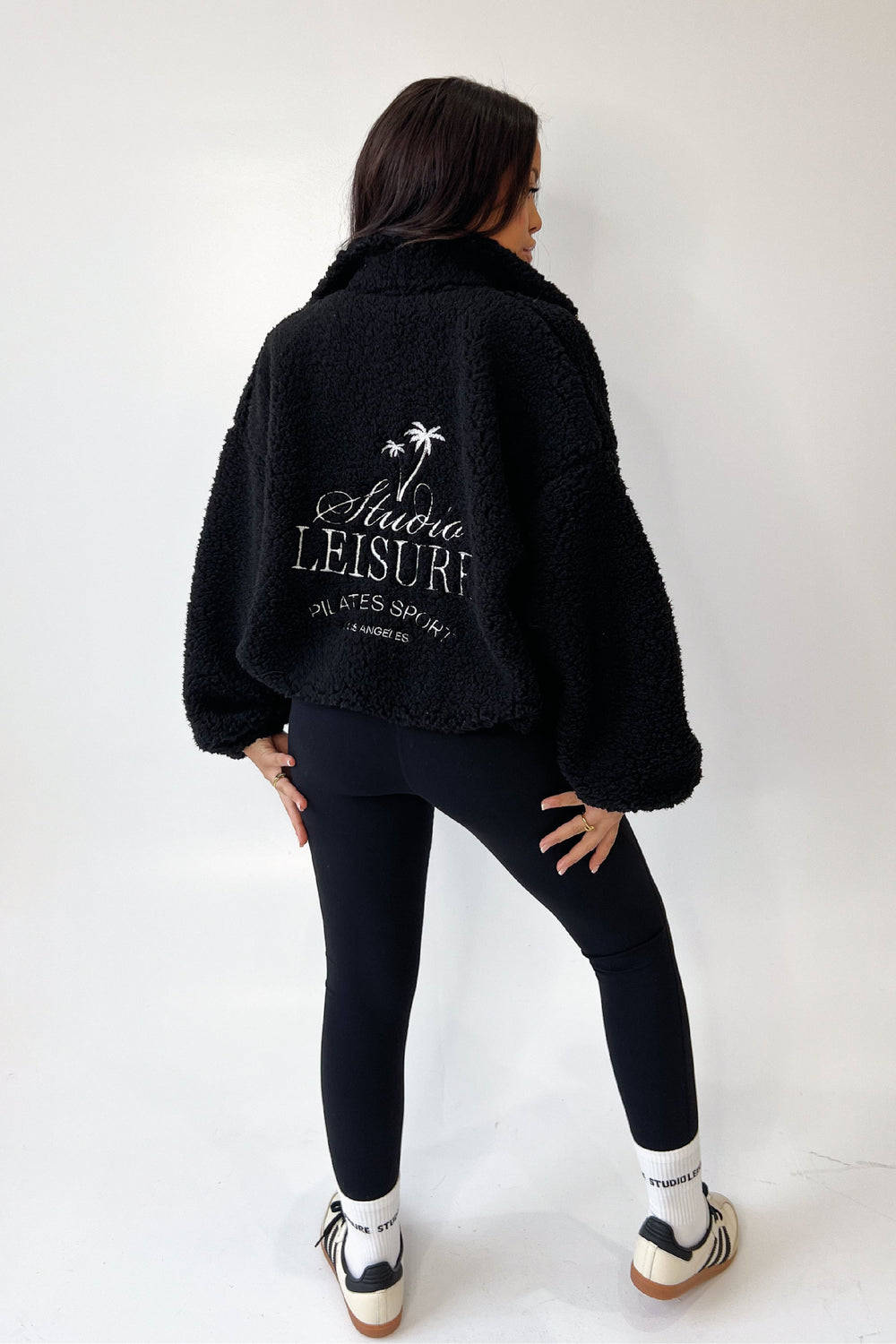 Studio Leisure black embroidered zip fleece jacket