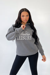 Studio Leisure steel grey embroidered premium 3/4 zip sweater