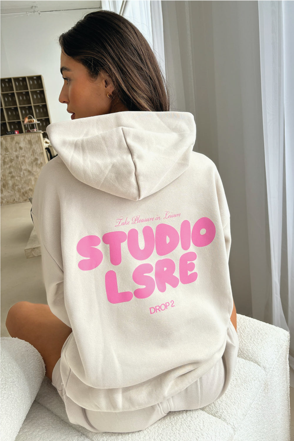 Studio LSRE bubble bone printed premium relaxed hoodie