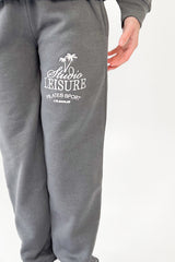 Studio Leisure palm tree steel grey embroidered relaxed jogger