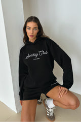 Studio leisure sunday black embroidered hoodie