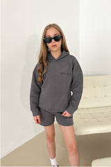 Mini studio leisure steel grey cursive printed shorts