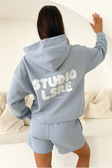 Studio LSRE bubble baby blue printed premium relaxed hoodie