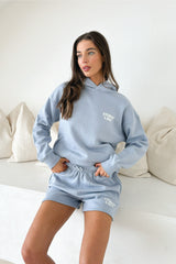 Studio LSRE bubble baby blue printed premium relaxed hoodie