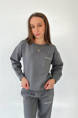 Mini studio leisure essential steel grey embroidered sweater
