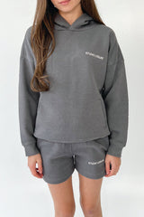 Mini studio leisure essential steel grey embroidered hoodie