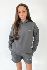 Mini studio leisure essential steel grey embroidered hoodie