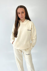 Mini studio leisure essential ecru embroidered hoodie