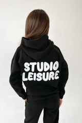 Mini studio leisure black bubble printed hoodie