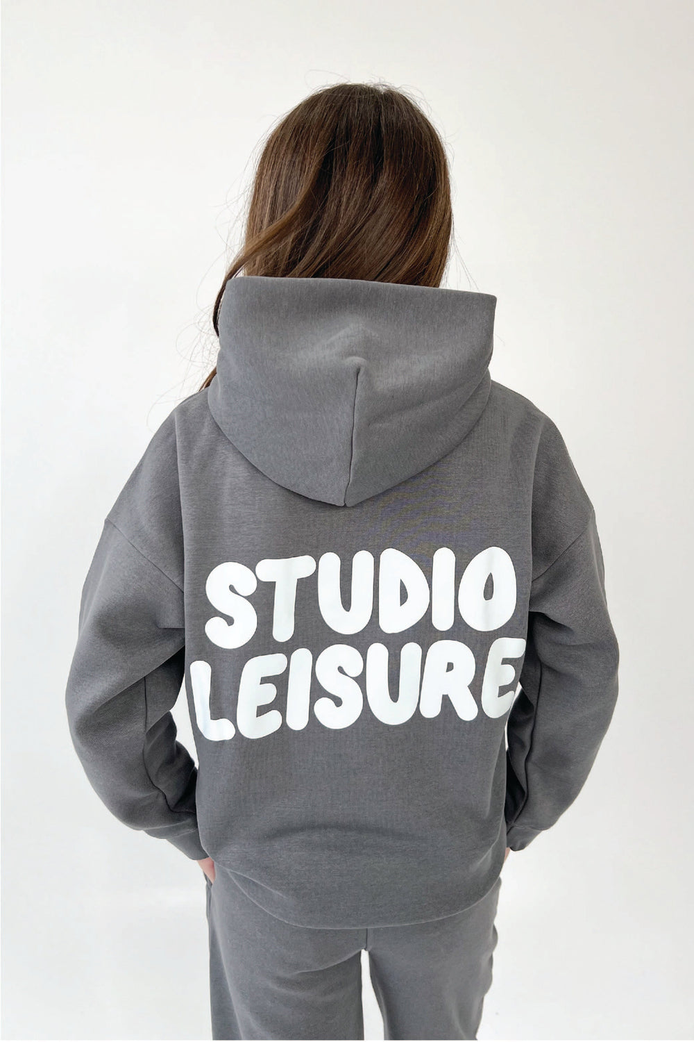 Mini studio leisure steel grey bubble printed hoodie