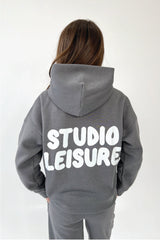 Mini studio leisure steel grey bubble printed hoodie