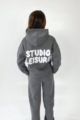 Mini studio leisure steel grey bubble printed hoodie