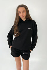 Mini studio leisure essential black embroidered hoodie