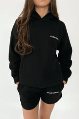 Mini studio leisure essential black embroidered hoodie