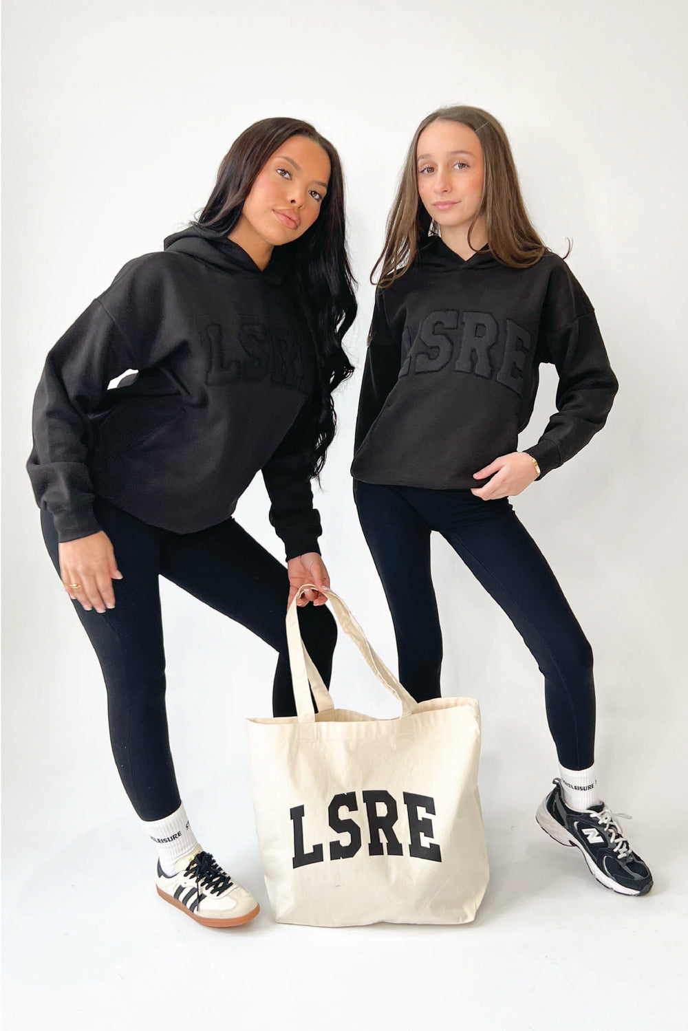 Mini studio LSRE black embroidered applique hoodie