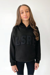 Mini studio LSRE black embroidered applique hoodie